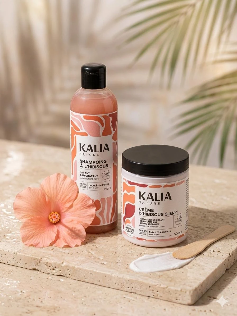 Photo produit cosmétique sur pierre avec fleur